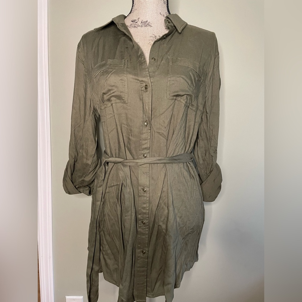 Revamped green button up dress